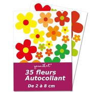 younikat Set Autocollants Fleurs Colorées Flower Power - kfz243 | Stickers résistants aux intempéries pour scooter, vélo, ordinateur, téléphone et voiture