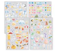 Younikat Set Autocollants Saisons Plus de 200 Stickers Aquarelle - dv1421 | 4 feuilles A4, impression numérique adhésive, usage intérieur, film anti-jaunissement