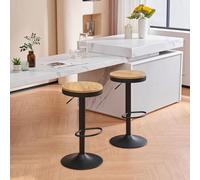YOUNIKE Tabouret Bar Bois Rond Chaises Haute de Bar Assise Ilot Central Cuisine Siege Bar Lot de 2 Vintage Reglable Rotation Metal Pivotante Noir
