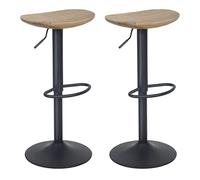 YOUNIKE Tabouret Bar Orme Ovale Chaises Haute de Bar Assise Tabouret d'îlot Central Cuisine Siege Bar Lot de 2 Vintage Reglable Rotation Metal Pivotante Couleur du Bois