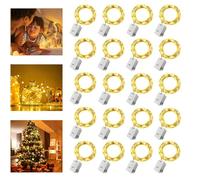 YOUNLEN Lot de 20 Guirlande Lumineuse à piles,2m 20LEDs Fée Chaîne Lumières | Guirlande en Cuivre Étanche, pour bouteille, Mariage, Fête, Noël, Chambre Guirlande Lumineuse(Blanc Chaud)