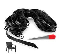 YOUNTHYE Cannage Rouleau pour Meuble en rotin PE, Bande tressée 140 m, 8 x 1,2 mm, Noir Quatre Lignes, avec Outil