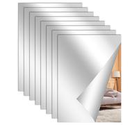 YOUNTHYE Miroir Mural 2mm Épaisseur Lot de 8 Miroir Adhesif A4 29x21cm Miroir Autocollant sans Déformation avec Adhésif Éponge pour Chambre et Salle de Bain