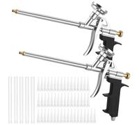 Youool 2 pièces Pistolet à mousse PU, Pistolet professionnel en métal pour mousse de construction avec 5 longues buses et 50 courtes buses, Pistolet doseur applicateur de mousse pour sceller et