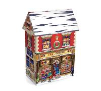 your castle Boîte métallique en forme de maison de ville avec auvent - Café et thé d'hiver - Boîte à biscuits - Boîte décorative rétro - 14 x 7,5 x 21 cm - Volume : 1,6 l