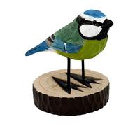 your castle Oiseau décoratif en bois sur socle Mésange bleue fait à la main dans une boîte cadeau, 11 x 7 x 8 cm