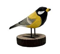 your castle Oiseau décoratif en bois sur socle Mésange charbonnière fait à la main dans une boîte cadeau, 12 x 7 x 7 cm