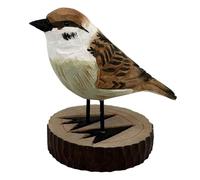 your castle Oiseau décoratif en bois sur socle, moineau fait à la main, dans une boîte cadeau, 12 x 7 x 8 cm