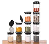 your GEAR Lot de 10 pots à épices en verre de 200 ml avec insert autonettoyant, étiquettes incluses