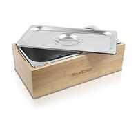 YourCasa Composteur Cuisine 4L - Boîte en Bois d'Acacia - Poubelle Compost - Lavable au Lave-Vaisselle - Inodore - bac Compost