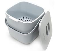 YourCasa® Petite poubelle à compost, 4 l, pour déchets organiques quotidiens de la cuisine, passe au lave-vaisselle, anti-odeurs, avec passoire amovible et couvercle, gris