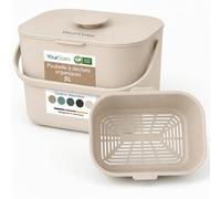 YourCasa Poubelle à déchets alimentaires de cuisine avec poignée ergonomique - Petit comptoir de compost avec couvercle - 5 L - Passe au lave-vaisselle - Anti-odeurs - Tamis intérieur - Composteur de