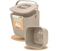 YourCasa Poubelle à déchets biologiques Cuisine 4L Poubelle à compost Cuisine pour les déchets biologiques quotidiens - Résistant au lave-vaisselle Beige