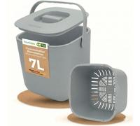 YourCasa® Poubelle à déchets biologiques Cuisine Seau à compost - 7L - Poubelle à déchets biologiques pour les déchets biologiques quotidiens dans la cuisine Gris