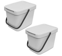 YourCasa Poubelle bio de cuisine - 6 l - Poubelle à compost de cuisine pour déchets biologiques quotidiens - Avec couvercle et suspension murale - Petite poubelle bio (Grau)