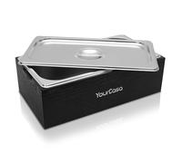 YourCasa poubelle bio de cuisine en bois véritable et acier inoxydable - Insert passe au lave-vaisselle et anti-odeurs - Poubelle compostable (frêne)