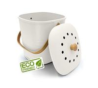 YourCasa poubelle compost cuisine - 4L composteur cuisine pour déchets organiques de cuisine - poubelles à compost avec filtre à charbon actif - seau compost - poubelle de table avec couvercle (Blanc)