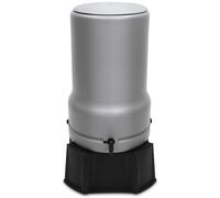 YourCasa RainBell Récupérateur d'eau de pluie, 110 l, avec pied, couvercle et robinet, en plastique, résistant au gel, pour le jardin, gris, 110 l