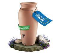 YourCasa Récupérateur d'eau de Pluie 230 L, Amphore avec Robinet | Citerne eau de pluie compacte avec panier filtrant intégré, plastique recyclé résistant UV, pour jardin, terrasse ou balcon