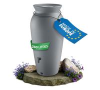 YourCasa Récupérateur d'eau de Pluie 230 L, Amphore avec Robinet | Citerne eau de pluie compacte avec panier filtrant intégré, plastique recyclé résistant UV, pour jardin, terrasse ou balcon