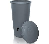 YourCasa récupérateur Eau de Pluie 200 litres [avec collecteur de Pluie] - avec raccord de Tuyau de Descente - Récupérateur Eau de Pluie avec Robinet - Reservoir Eau de Pluie (Gris, 200L)
