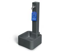 YourCasa Rivano Colonne d'eau de jardin avec bac de récupération 96 cm - Colonne d'eau de jardin aspect pierre, fontaine à eau avec robinet 1/2", résistante aux UV, fabriquée en Europe