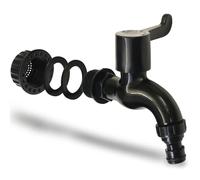 YourCasa Robinet d'Écoulement pour Citerne d'Eau de Pluie avec Filtre - 3/4" Compatible avec Raccord Rapide Courant - Fonction d'Arrêt pour Citerne (Noir)