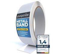 YOURGANIZE® Bande métallique autocollante | Idéal pour les aimants & figurines Tonies® | Bande magnétique auto-adhésive & découpable | Bande magnétique pour aimants | Bande ferromagnétique | Blanc (6m