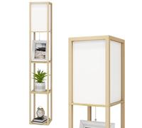 YOURLITE Lampadaire sur Pied Salon,Lampe Étagères 3 Niveaux,160cm,Bois | Lampe sur pied en Bois,Éclairage Intérieur,MDF,pour Chambre, Salle d'Étude, Bureau,Decoration Salon,Sans ampoule
