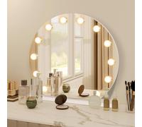 YOURLITE Miroir Maquillage Hollywood Rond 50CM, 12 Ampoules LED,3 températures de lumière réglables et dimmables,Loupe grossissante 10x, Port de Chargement USB, Installation sur Table ou Murale