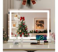 YOURLITE Miroir Maquillage Lumineux 58x45cm, Miroir LED Miroir Hollywood, 3 températures de Couleur, Touche Tactile, Port de Chargement USB, Loupe 10x, Installation Murale/sur Table pour Coiffeuse