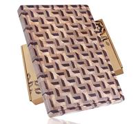 YOUSUNLONG Planche à découper en bois de bout - Planche à découper XXL en noyer et érable avec motif zigzag en 3D pour poitrine de bœuf - 61L x 46l x 3,8Ép cm avec rainure à jus et poignées