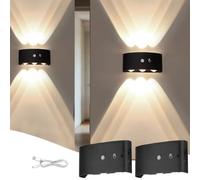 YOUYIKE 2 Pièces Applique Murale Intérieure avec Detecteur de Mouvement | 7 RGB Couleur Sans Fil Fixation Magnétique Rechargeable Lampe de Chevet Murale