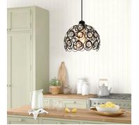 Yowei Lustre Industriel Cristal Noir Lampe Suspension Vintage Câble Réglable Créatif Plafonnier Designe Retro pour Salon