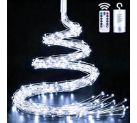 yowin Guirlande Lumineuse Noël 2M 200 LED Lumières de Noël | Alimenté Per Batteria, 8 Modes Lumineux Cascade avec Télécommande, Minuterie pour Interieur Exterieur Décoration - Blanc