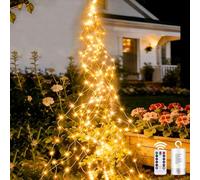 yowin Guirlande Lumineuse Sapin Noël 2M 200 LED Guirlande Lumineux Fil Cuivre a Effet Cascade a Pile avec Télécommande, IP65 Imperméable Guirlandes Electrique pour Interieur Exterieur Decoration