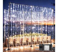 yowin Rideau Lumineux 6m x 3m 600 LED Guirlande Lumineuse | Extérieur et Intérieur avec Transformateur, Étanche 8 Modes & Timer Rideau LED Décoration Mariage, Jardin - Blanc