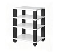 YOWLLXOF Support Rack Audio 1 à 4 Niveaux pour Rangement multimédia HiFi | Cadre métallique, amortissant, étagères modulables, haute stabilité, pour home-cinéma et console moderne(D,4 Tier)
