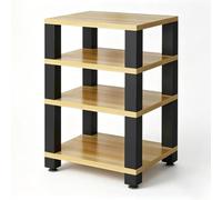 YOWLLXOF Support Rack Audio 1 à 4 Niveaux pour Rangement multimédia HiFi | Cadre métallique, amortissant, étagères modulables, haute stabilité, pour home-cinéma et console moderne(A,4 Tier)