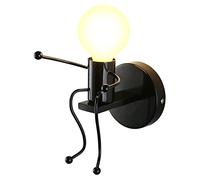 YOXANG Mini Appliques Lampes mur Créatif Appliques Escaliers Balcons Chambre Moderne Décoration Simple Métal LED Lampe de Chevet Enfants de Lampe Murale Dessinée Éclairage Intérieur 1×E27 40W (Noir)