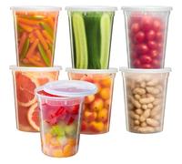 YOYEAH 24 contenants en plastique avec couvercle - gobelets de conservation des aliments réutilisables de 950ml / 32oz, contenants de charcuterie étanches (24 ensembles - 32 oz)