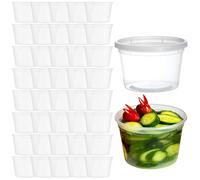 YOYEAH 40 contenants en Plastique avec Couvercle - gobelets de Conservation des Aliments réutilisables de 530 ML / 16 oz, contenants de charcuterie étanches (40 Ensembles - 16 oz)