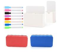 YOYEAH Ensemble d’Accessoires pour Tableau Blanc, 12 pièces avec Porte-Stylo magnétique, éponge, 8 marqueurs pour Tableau Blanc - Accessoires de Bureau et de Tableau magnétique