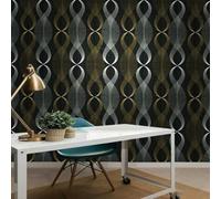 YOYUMI Papier Peint Autocollant Mural Rayures en forme de S | Papier peint à rayures ondulées pour salons, chambres, hôtels et magasins