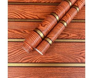YOYUMI Papier Peint Autocollant Rayures imitation bois rouge 45 * 1000cm | Papier peint pour hôtels, restaurants, magasins, cuisines, chambres, salons et murs de fond