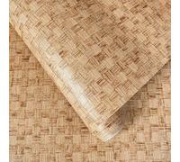 YOYUMI Papier Peint Autocollant tapis en paille de rotin | Papier peint pour bureaux, chambres d'hôtes, armoires et plateaux de table, autocollants à faire soi-même