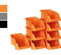 YPC BX00001OG - Lot de boîtes à piles, 8 pièces, orange, 16 x 9 x 7 cm