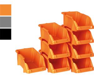 YPC BX00001OG - Lot de boîtes à piles, 8 pièces, orange, 16 x 9 x 7 cm
