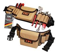 YPC ProBelt Ceinture à outils professionnelle avec grande poche à clous, 7 poches plaquées et une boucle pour marteau, sac à outils vide, sac banane pour outils
