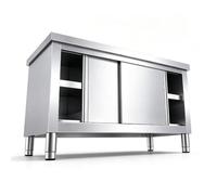 YPIOUREN Table A Manger avec Rangement, Table de Travail INOX | Plateau de Table Épaissi de 5 Cm, Armoire de Rangement Double Couche, Capacité de Poid de 500kg(80x40x80cm/31.5x15.7x31.5in)